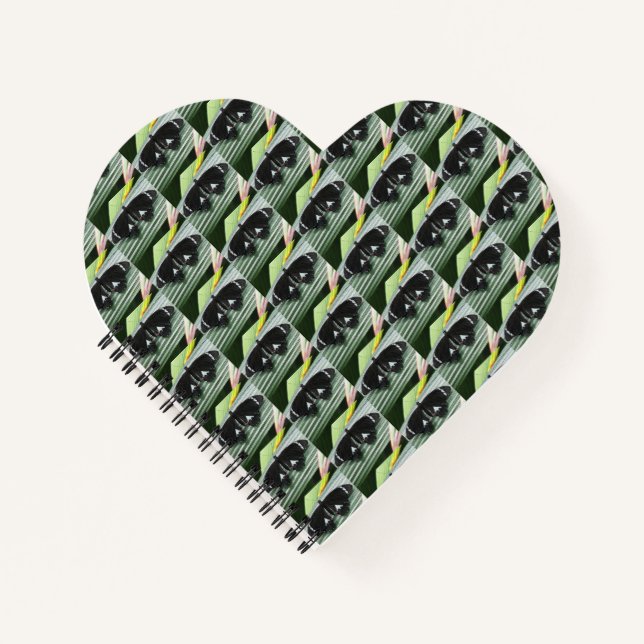 Black & White Tropical Butterfly Heart Notebook (Front)
