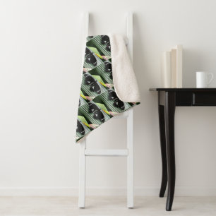 Black & White Tropical Butterfly Sherpa Blanket