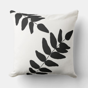 Black & White Tropical Foliage Lg. Outdoor Pillow