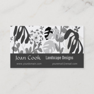 Black White Tropical Monstera Plant Illustration Business Card
