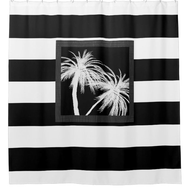 Black & White Tropical Palm Trees Modern Chic (Front)