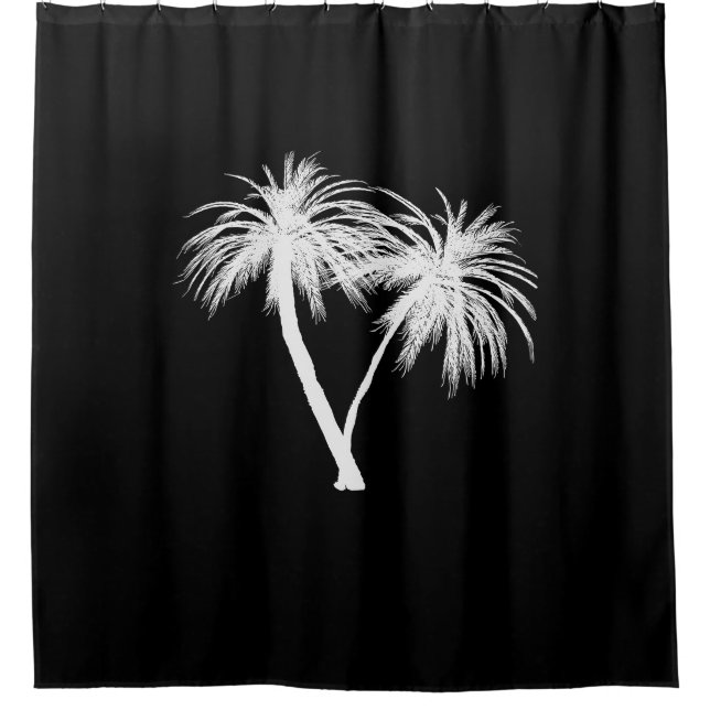 Black & White Tropical Palm Trees Modern Chic (Front)