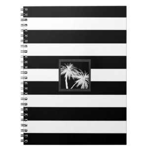 Black & White Tropical Palm Trees Modern Chic Notebook