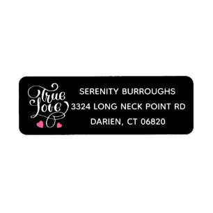 Black & White True Love Pink Hearts Wedding Party
