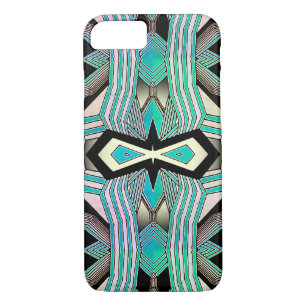Black, White & Turquoise Geometrical Line Art Case-Mate iPhone Case