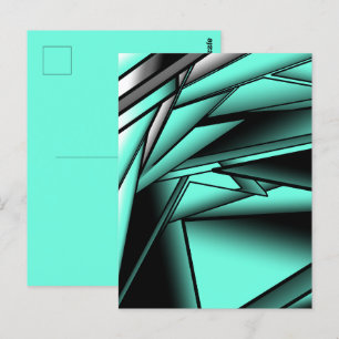 Black White Turquoise Ombre Modern Abstract Art Postcard