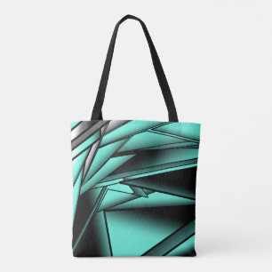 Black White Turquoise Ombre Modern Abstract Art Tote Bag
