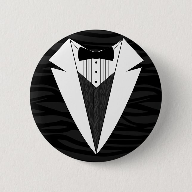 Black/White Tuxedo 2 Inch Round Button (Front)