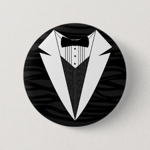 Black/White Tuxedo 2 Inch Round Button