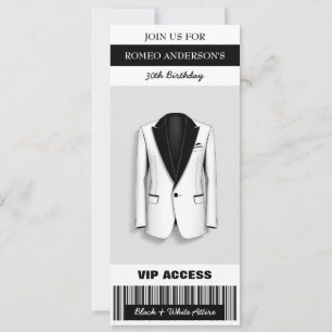 Black White Tuxedo Birthday Ticket Invitation