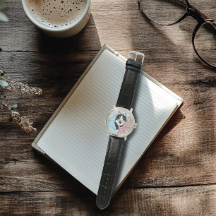 Black White Tuxedo Blankets Cat Blue Pink Watch