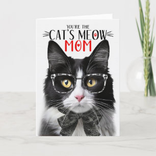 Black White Tuxedo Cat for Mom on Mother's Day Holiday Card