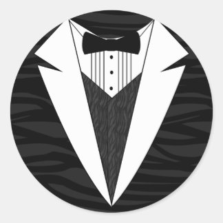 Black/White Tuxedo Classic Round Sticker