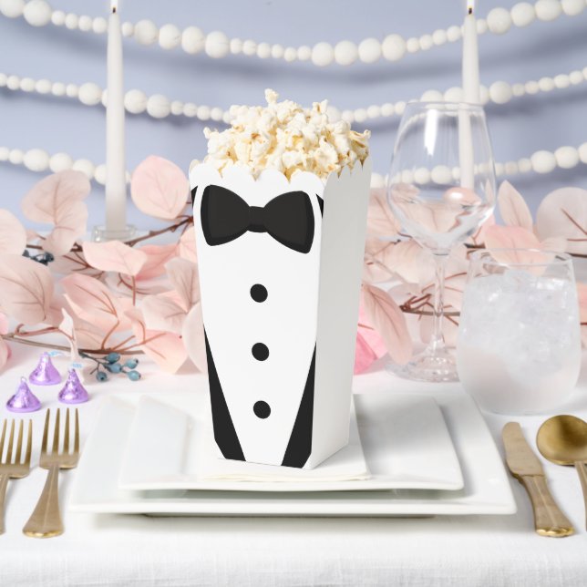 Black White Tuxedo Dress Wedding Engagement Party Favor Box (Wedding)