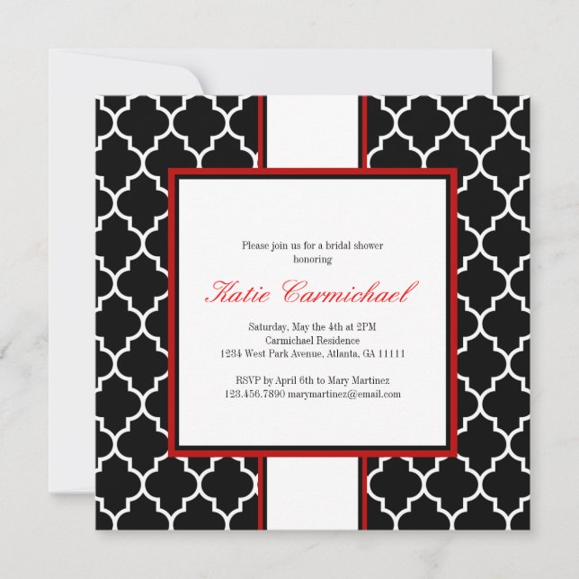 Black & White Tuxedo Invitation, Red Invitation (Front)