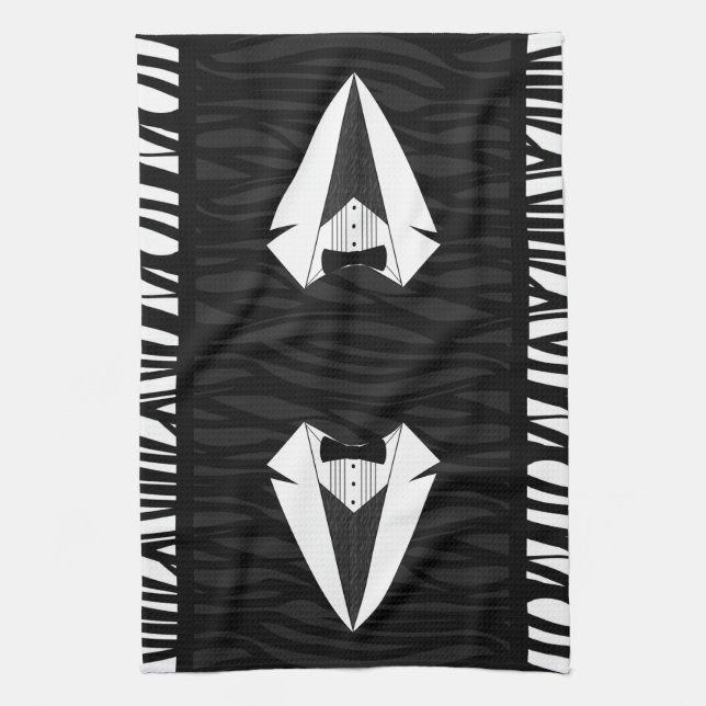 Black/White Tuxedo Kitchen Towel (Vertical)