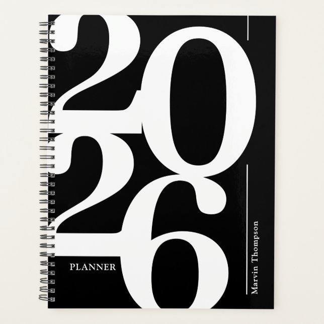 Black White Typographic 2024 Planner (Front)