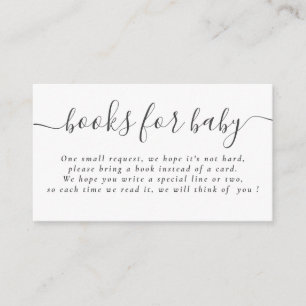 Black White Typography Baby Shower Books For Baby Enclosure Card