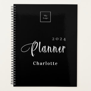Black white typography business logo 2025 planner