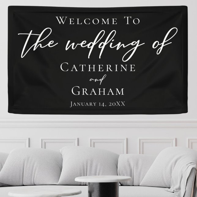 Black White Typography Elegant Minimalist Wedding Banner (Creator Uploaded)