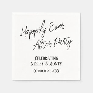 Black & White Typography Happily Ever After Party Napkin