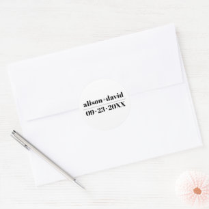Black white typography minimalist wedding classic round sticker