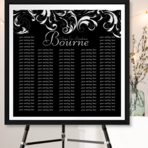 Black White Typography Wedding Seating Chart