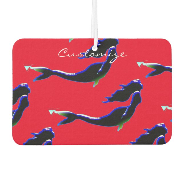 black/white underwater mermaid customized heart air freshener (Front)