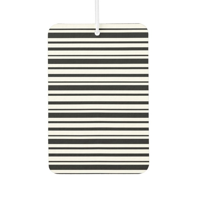Black & White Uneven Stripes  Air Freshener (Front)
