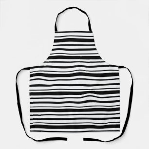 Black & White Uneven Stripes Apron