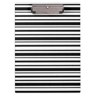 Black & White Uneven Stripes Clipboard