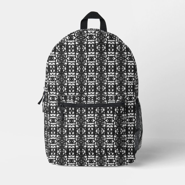 Black & White Unique Abstract Pattern Printed Backpack (Front)