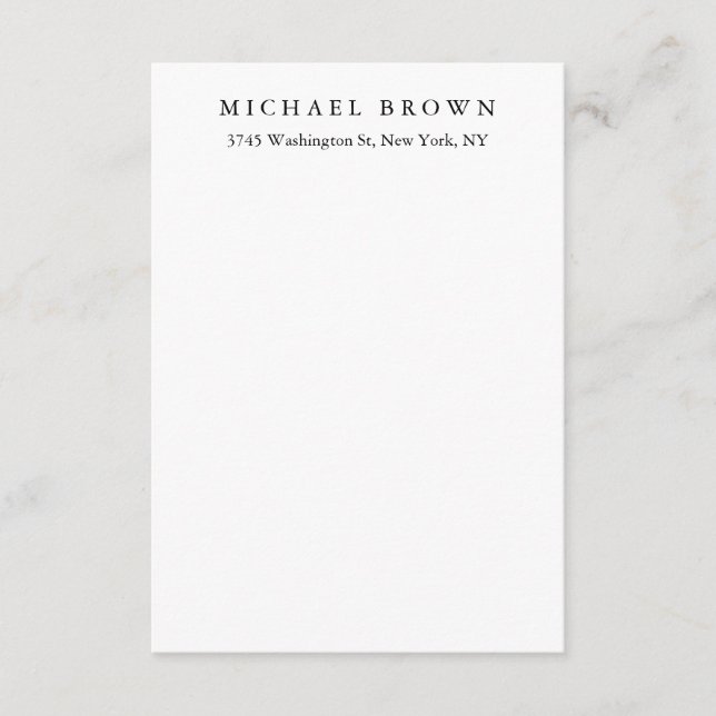 Black White Unique Classical Elegant Plain Enclosure Card (Front)