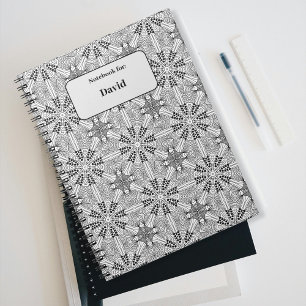 Black&White unique monochrome Pattern with name Notebook