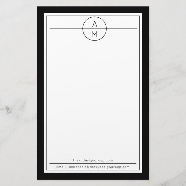 Black |White Unisex Minimalist Modern Professional Stationery (Front)