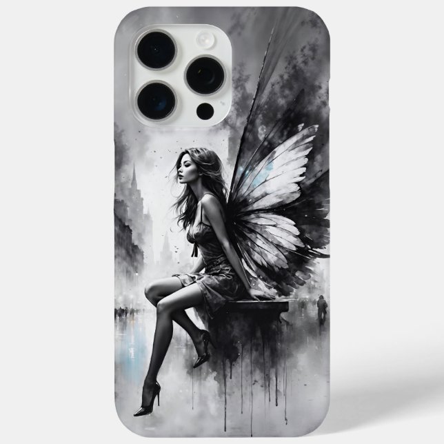 Black white urban life surreal fairy tale city Case-Mate iPhone case (Back)