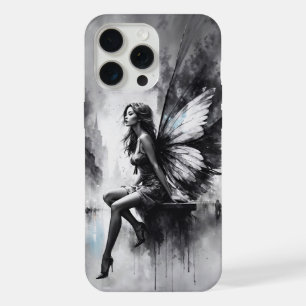 Black white urban life surreal fairy tale city iPhone 15 pro max case