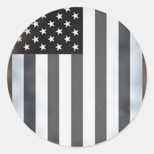 Black & White US American Flag Classic Round Sticker