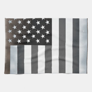 Black & White US American Flag Kitchen Towel