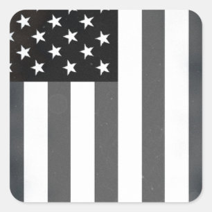 Black & White US American Flag Square Sticker