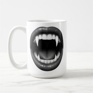 Black White Vampire Fangs Gothic Halloween Coffee Mug