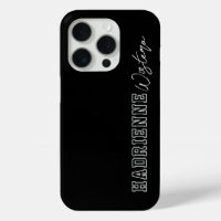 Black White Varsity College Monogram Script Name