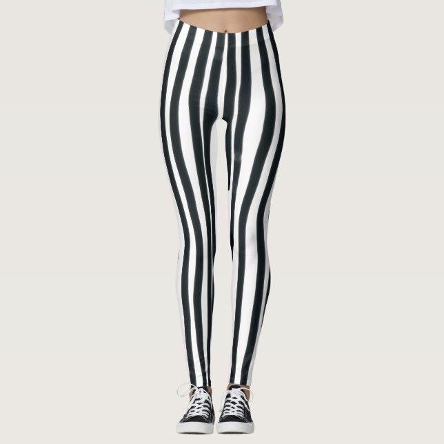 Black & White Vertical Leggings (Front)