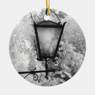 Black & White view of light fixture Ceramic Ornament