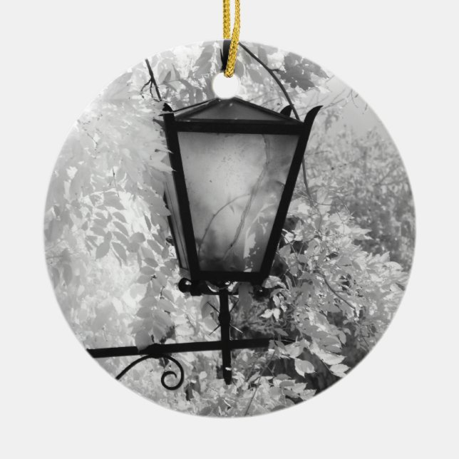 Black & White view of light fixture Ceramic Ornament (Front)