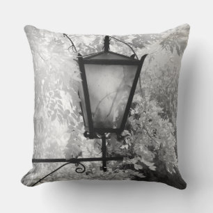 Black & White view of light fixture Throw Pillow