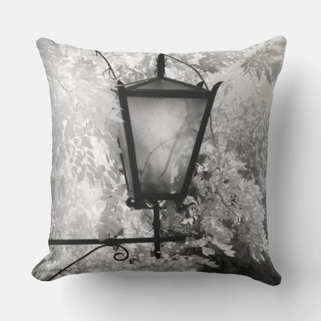 Black & White view of light fixture Throw Pillow (Front)