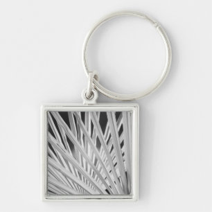 Black & White view of palm tree fronds Keychain