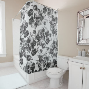 Black white vintage boho chic roses floral
