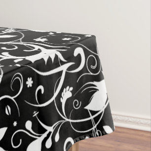Black & White Vintage Damasks Fabric Pattern Tablecloth